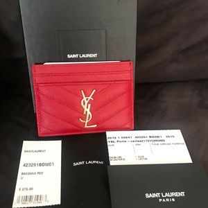 YSL Saint Laurent card case in bandana red